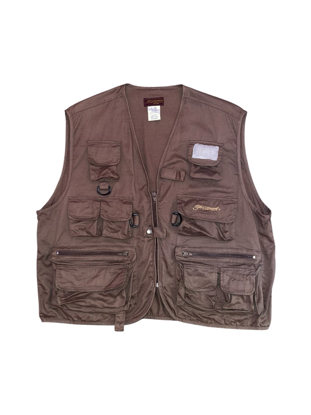 Pflueger Fishing Utility Vest Cargo Pockets Brown Tan Men's‎ L/XL